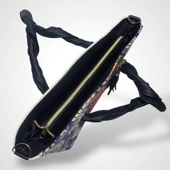 Frida Kahlo Cartoon Handbag Textile Faux Leather Tassel Mexican Art Carry On - Picture 5 of 8